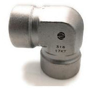 90-degree elbow pipe fitting with 1/4 Female National Pipe Thread on both ends, made of stainless steel - 316 1/4 Female National Pipe Thread x 1/4 Female National Pipe Thread 90